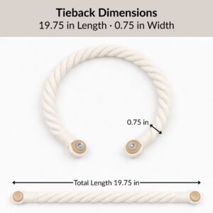 Curtain tieback dimensions showing 19.75 inch length and 0.75 inch width