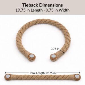 Curtain tieback dimensions showing 19.75 inch length and 0.75 inch width