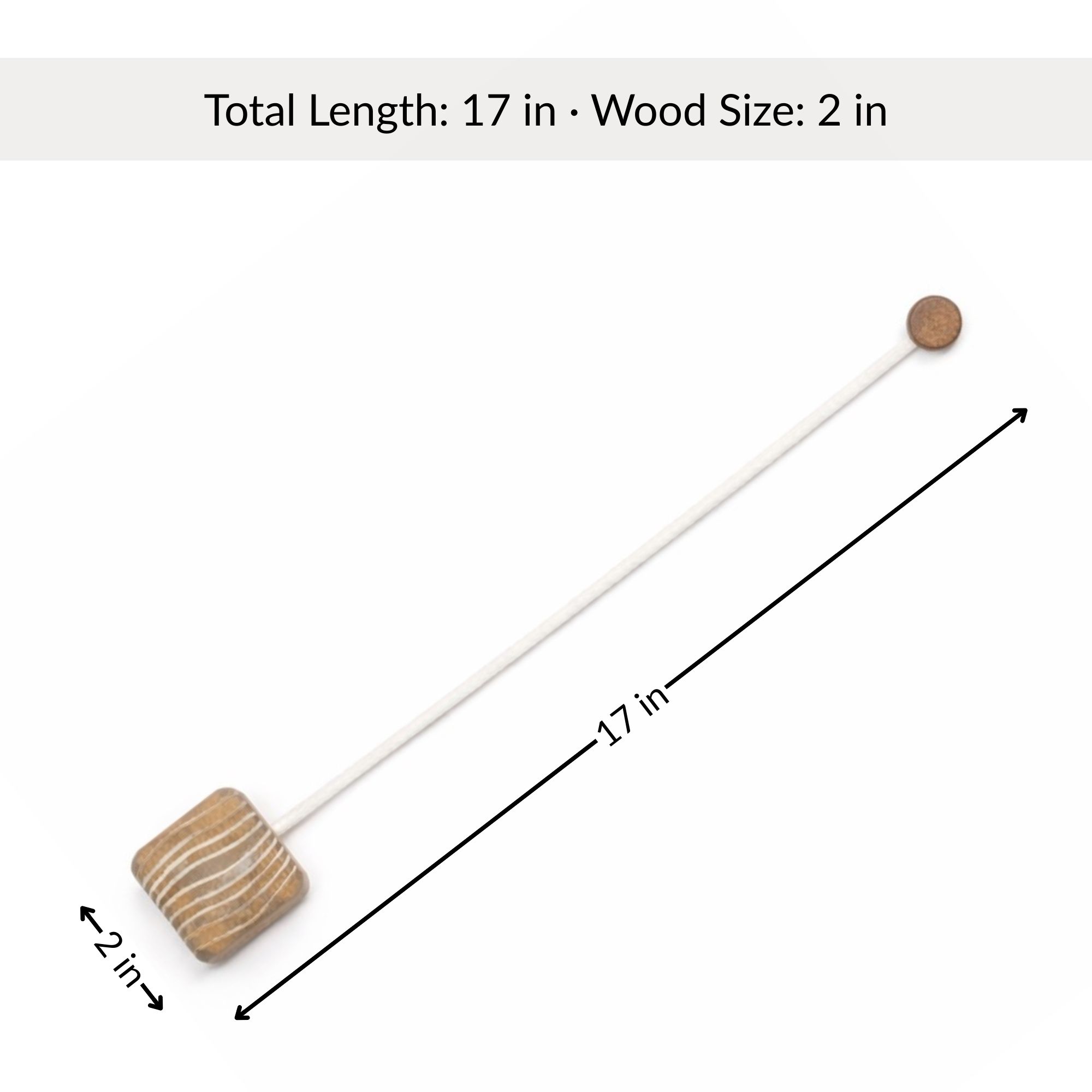 Curtain tieback size diagram showing 17 inch length and 2 inch wood