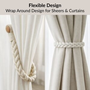 Flexible wrap-around tieback used on sheer curtains