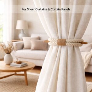 Rope curtain tieback used on sheer curtains and curtain panels