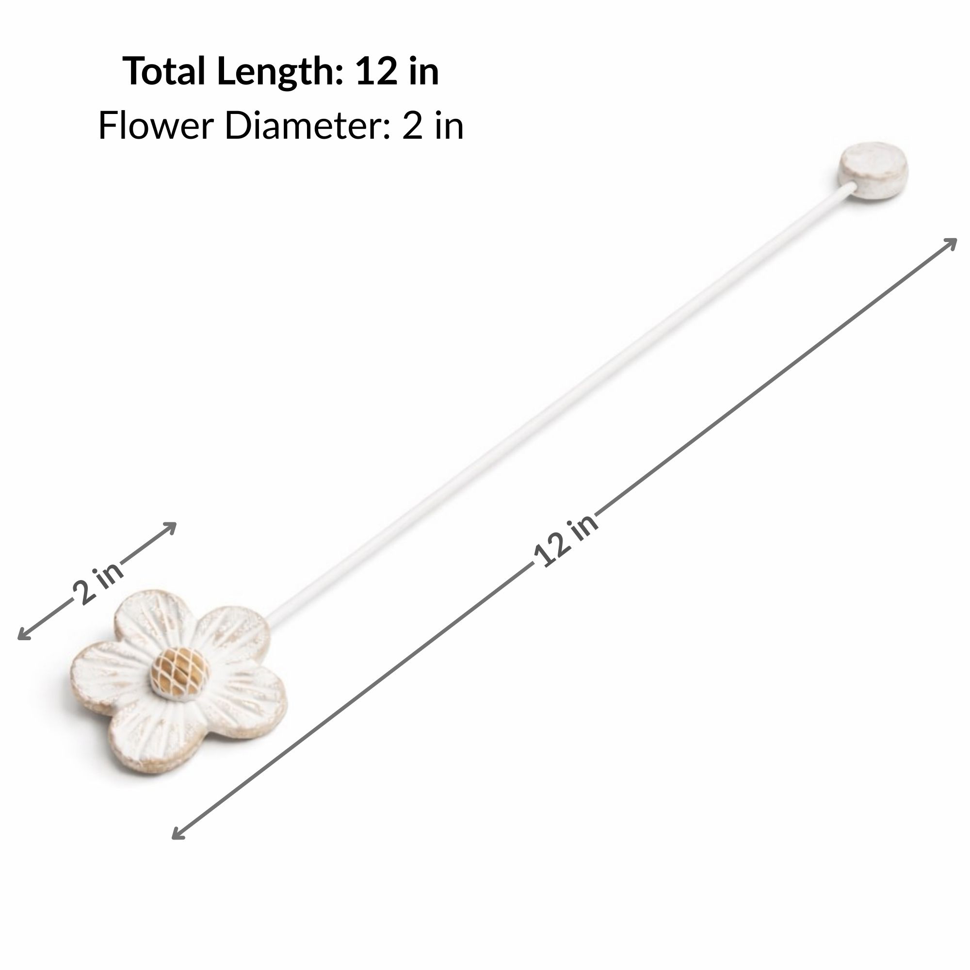 Curtain tieback size diagram showing 12 inch length and 2 inch flower