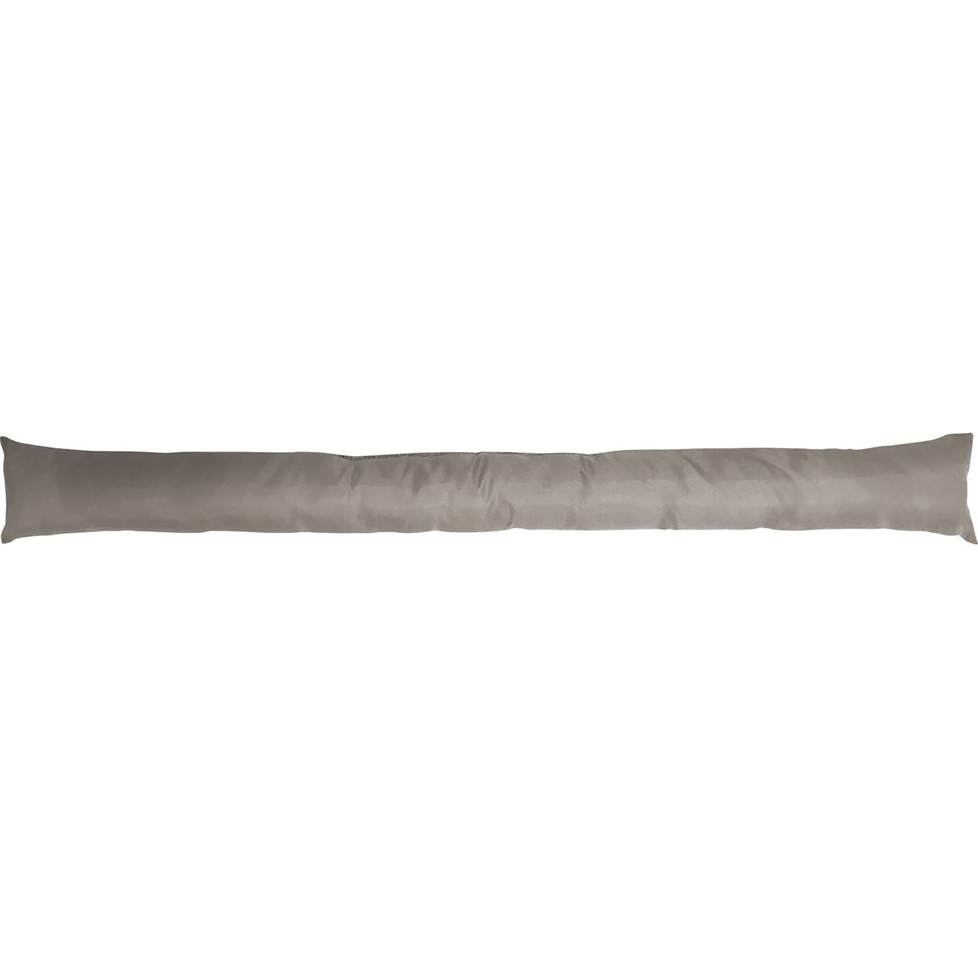 Taupe fabric door draft stopper, 32 inches long, shown horizontally on a white background.
