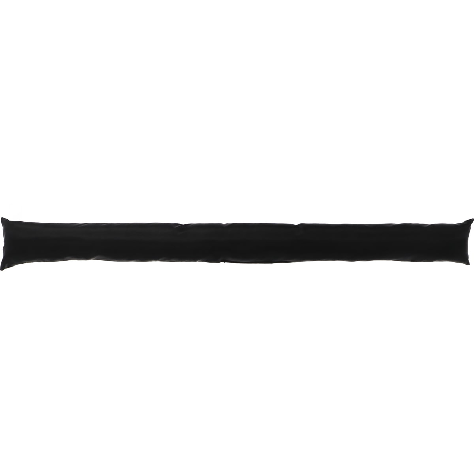 Black fabric door draft stopper, 32 inches long, shown horizontally on a white background.