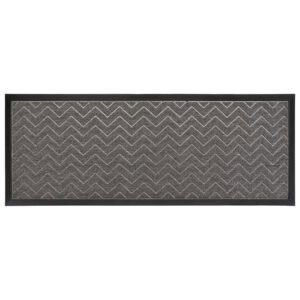 Light gray runner doormat chevron pattern black border white background