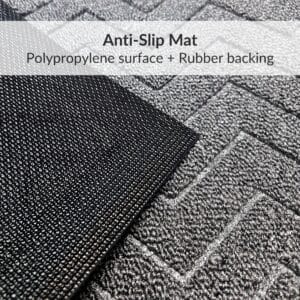 Non slip runner doormat polypropylene surface rubber backing close up