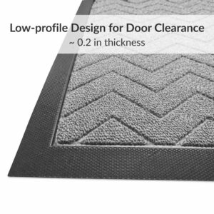 Low profile runner doormat thin design for door clearance close up