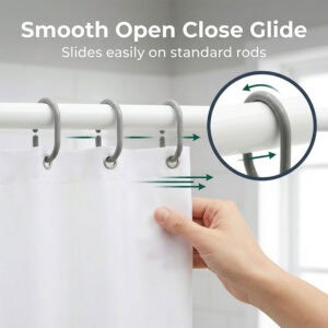 Rings sliding along rod with hand demonstrating smooth open close motion