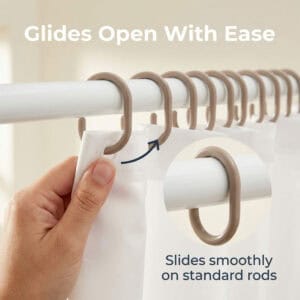Rings moving easily across rod showing smooth daily operation