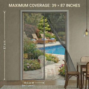 39 x 87 inch screen door two panels 19.5 inches wide dimension diagram