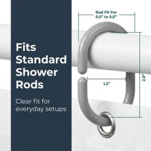 Single gray ring shown with measurements highlighting standard rod compatibility