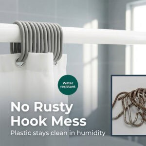 Gray rings used in humid shower space maintaining clean appearance