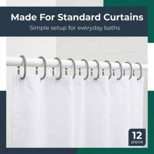 Full curtain setup using gray rings providing complete hanging solution