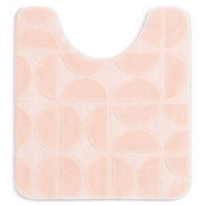 U-shape memory foam contour bath mat in blush pink, 17.7 x 19.7 inches, plush embossed half-circle pattern