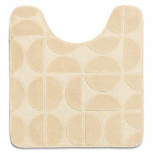U-shape memory foam contour bath mat in cream, 17.7 x 19.7 inches, plush embossed half-circle pattern