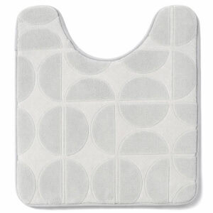 U-shape memory foam contour bath mat in light gray, 17.7 x 19.7 inches, plush embossed half-circle pattern
