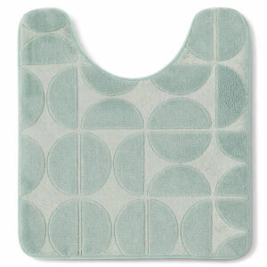 U-shape memory foam contour bath mat in sage green, 17.7 x 19.7 inches, plush embossed half-circle pattern