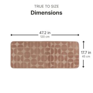 Caramel bathroom runner dimensions infographic, 47.2 inches (120 cm) long by 17.7 inches (45 cm) wide, true to size measurements for accurate fit
