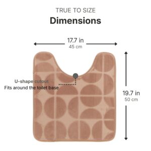 Caramel bath mat dimensions: 17.7 x 19.7 inches (45 x 50 cm), U-shape cutout that fits around the toilet base