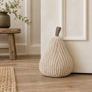 Pear Door Stop, Weighted Corduroy Decorative Holder in Oatmeal
