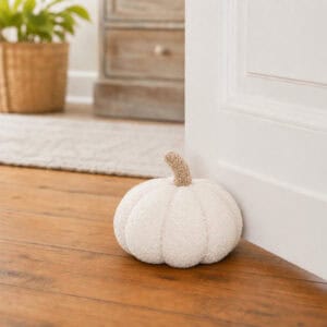 Cream Pumpkin Door Stopper, Weighted Boucle Fall Doorstop