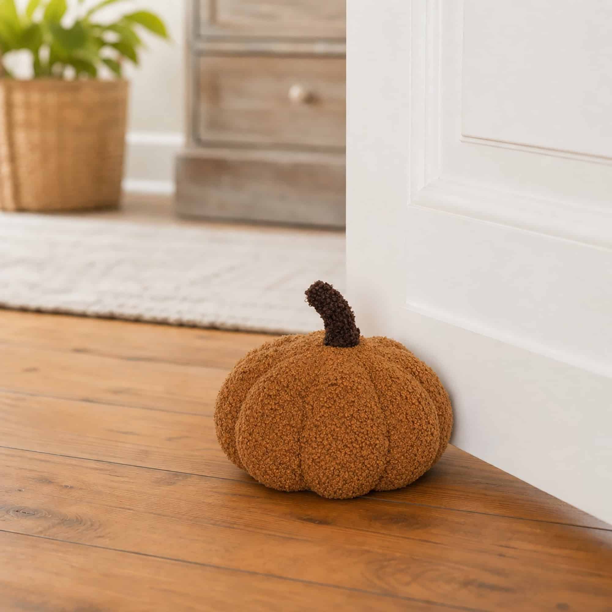 Pumpkin Door Stopper Weighted Boucle Fall Accent, Cinnamon