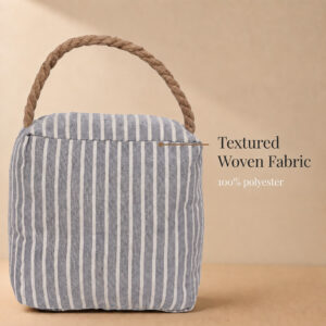 Close-up of the woven polyester cover showing its textured linen-look weave