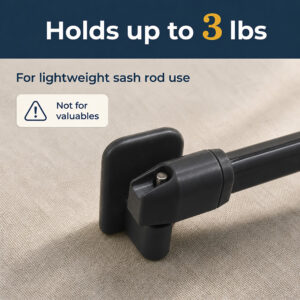 Adhesive curtain rod hook holds up to 3 pounds for lightweight sash rods and panels